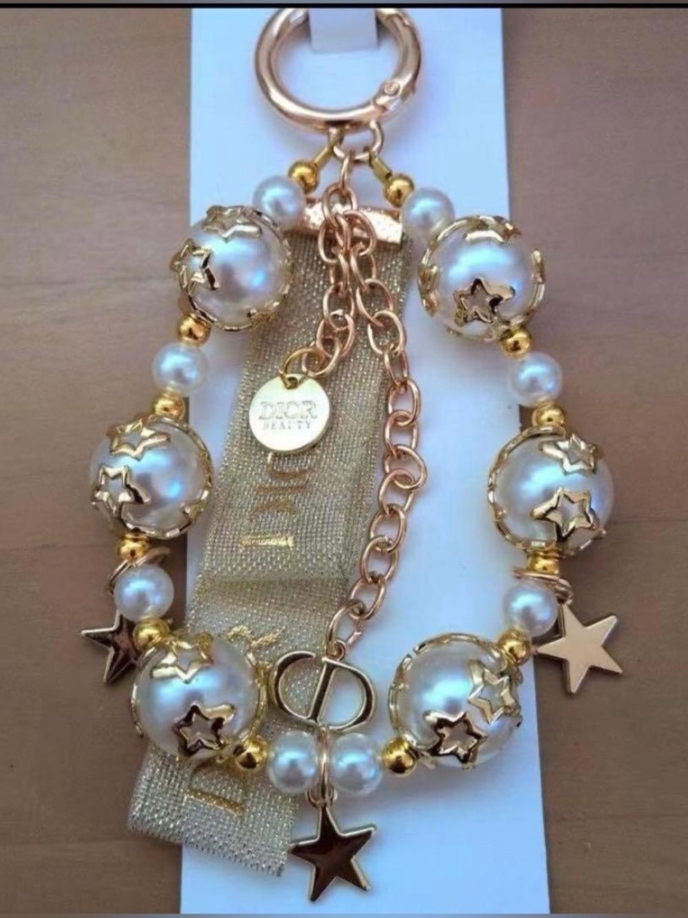 Dior Gold & Pearl Star Charm Bracelet